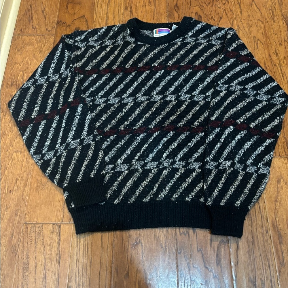 Vintage 90s Sweater Graphix Black Graphic Knit – Made in Korea Large